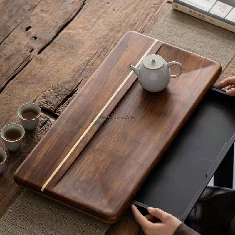 Gongfu Thee Dienblad Bamboe Met Waterafvoer Traditioneel Thee Platform 50cm