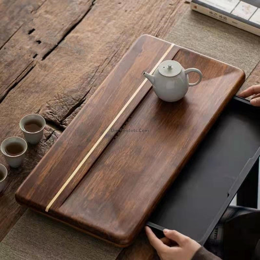 Gongfu Thee Dienblad Bamboe Met Waterafvoer Traditioneel Thee Platform 50cm